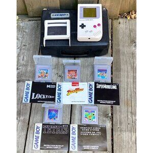 Original Nintendo Game Boy Console Bundle Lot W/ 5 Games, Vintage Case & Manuals